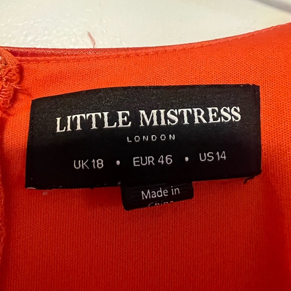 Little Mistress Plus Bridesmaids V-Neck Tea Dress in Sunset Orange 14 Maxi Silky - Picture 5 of 15